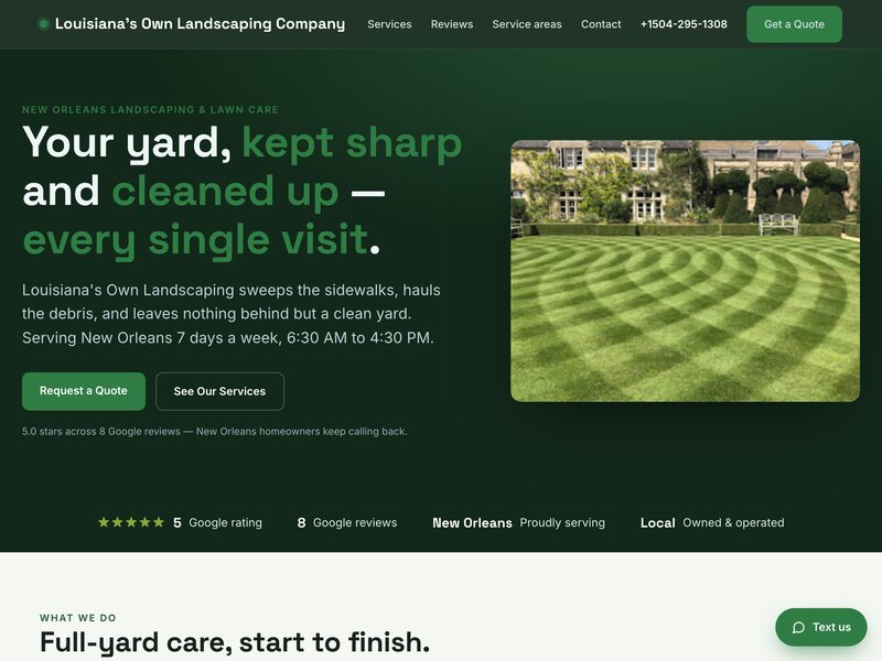 Homepage of Louisiana's Own Landscaping Company, a landscaping in New Orleans, LA