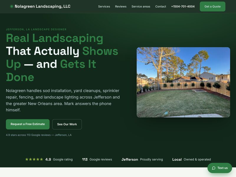 Homepage of Nolagreen Landscaping, LLC, a landscaping in Jefferson, LA